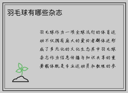 羽毛球有哪些杂志